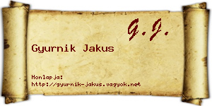Gyurnik Jakus névjegykártya
